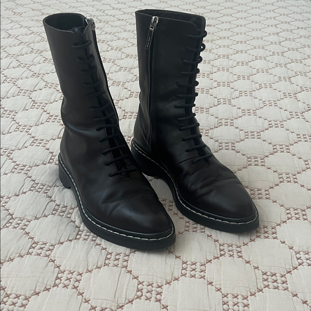 The Row Brown Fara Leather Combat Boots Sz 36 / 6